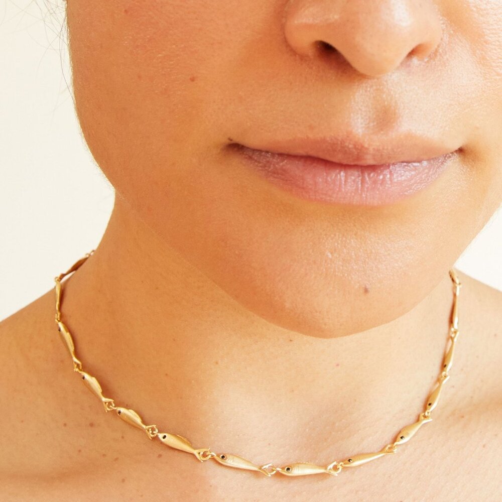 Clare V. Sardine Chain Necklace Vintage Gold